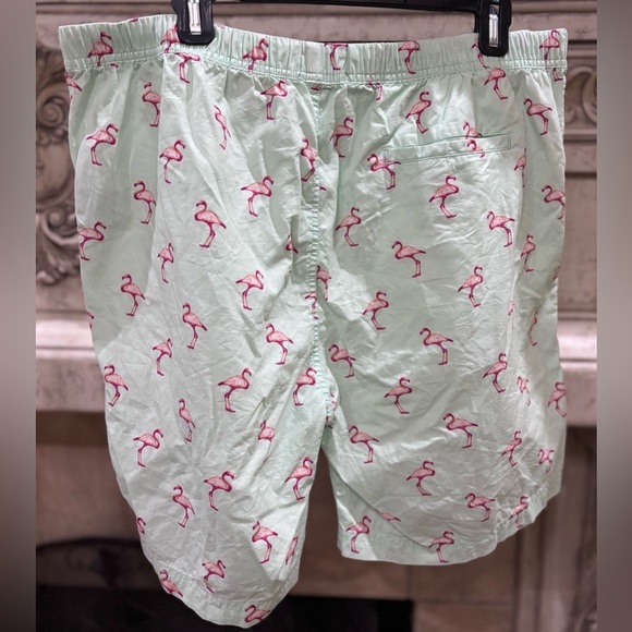 NWOT Massive Men’s Mint Green Elastic Drawstring Shorts Flamingo Design Size XL - Picture 4 of 11